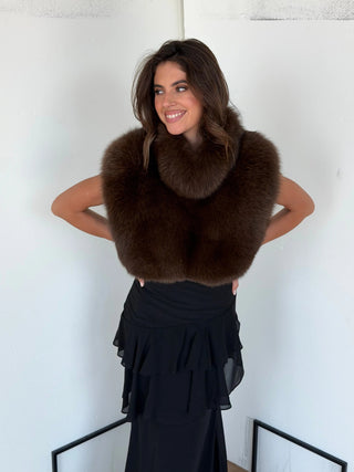 Elegant Emilia cape by Anne Louise Boutique, showcasing soft fabric and stylish draping perfect for layered fall outfits.