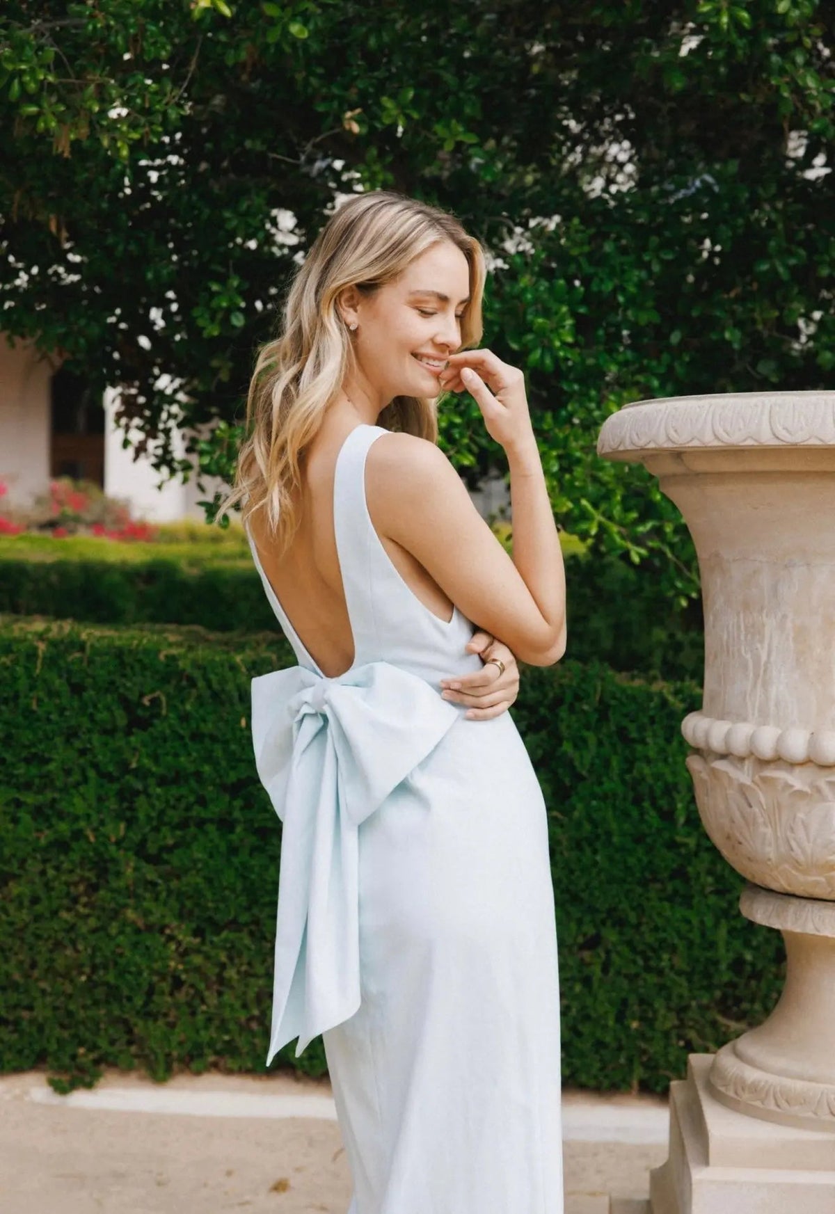 Blue bow maxi dress