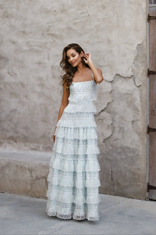 Blue Lovette Maxi Lace Dress - ALB LONDON