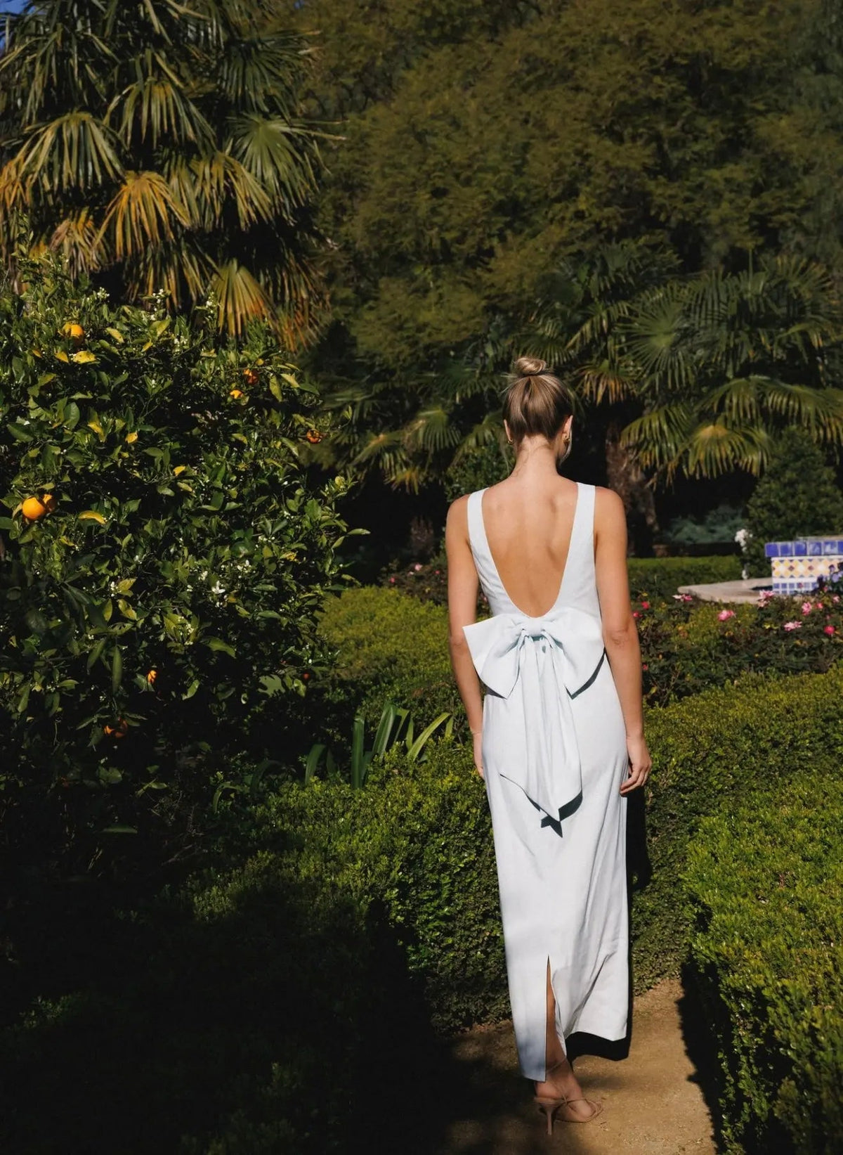 Blue bow maxi dress
