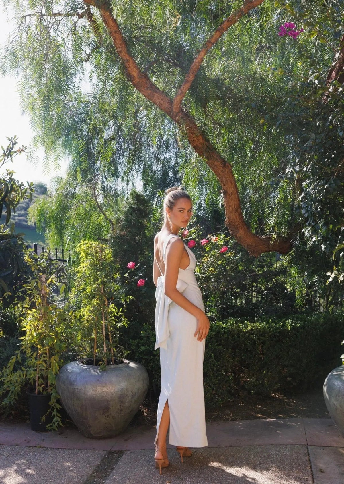 Blue bow maxi dress