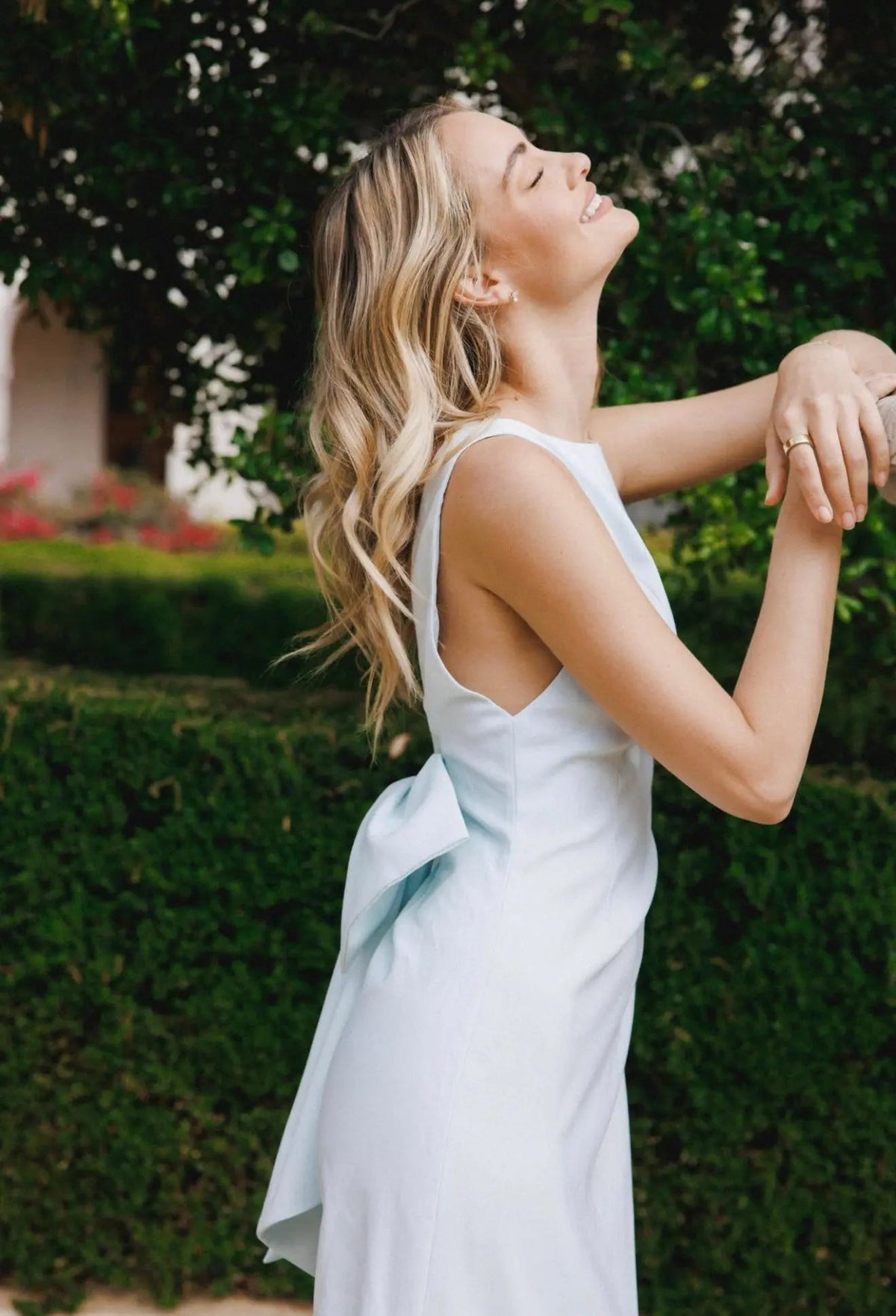 Blue bow maxi dress