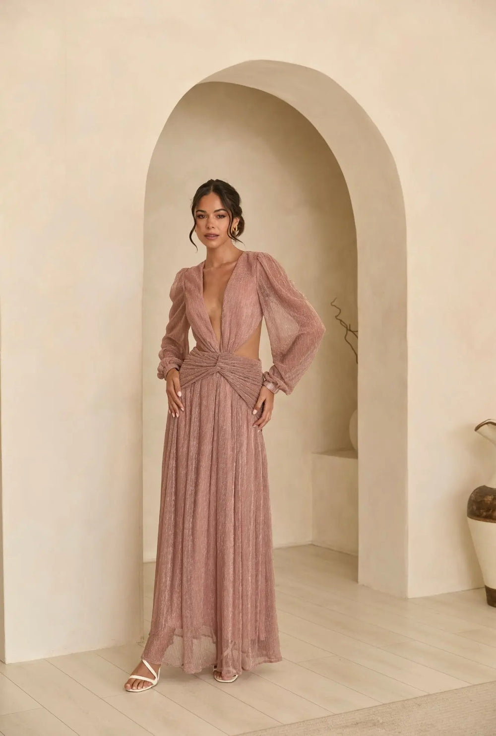 Pink Goddess by Anne Louise Boutique, showcasing a stylish pink dress with elegant design and flowing fabric.