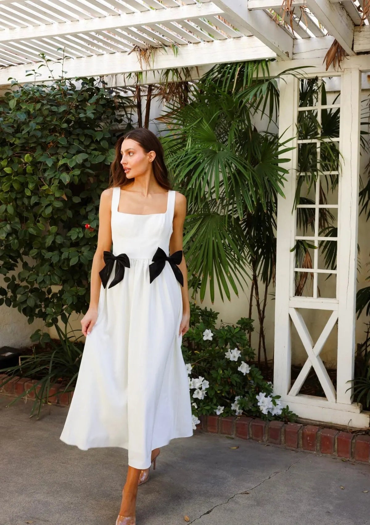 White Bow Midi Dress