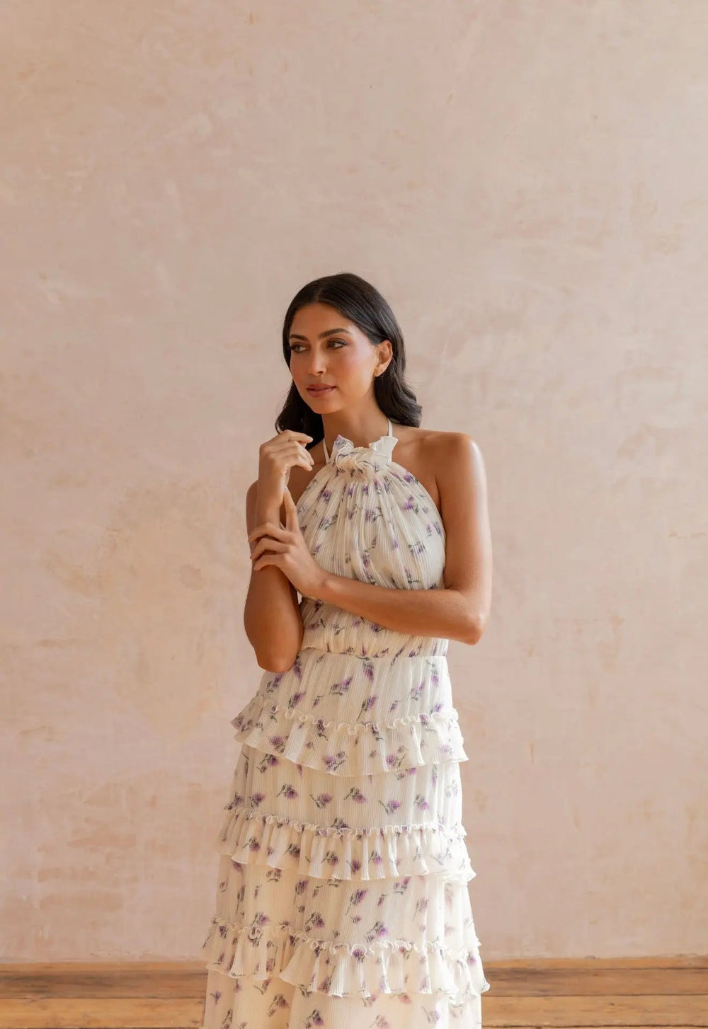 Anne Louise Boutique Ada floral dress featuring a flowy fabric and vibrant botanical pattern on a stylish women's dress.